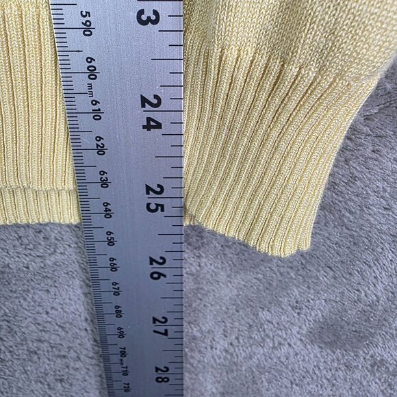 Womens Yellow Ally Mae Knit Blouse Top Round Neck Puff Sleeve Size XL - Picture 9 of 10